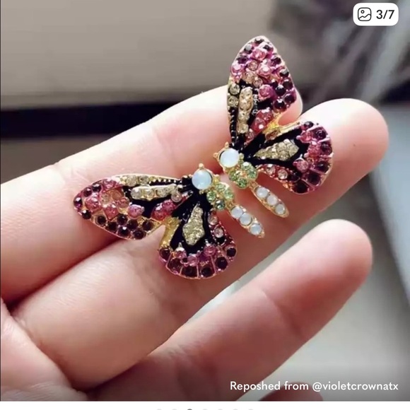 Free People Flutterby Earrings in Pink and Gold - Picture 3 of 3